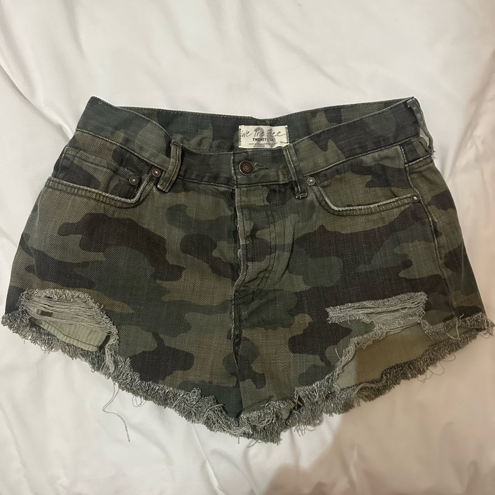 We The Free Camo Green Jean Shorts